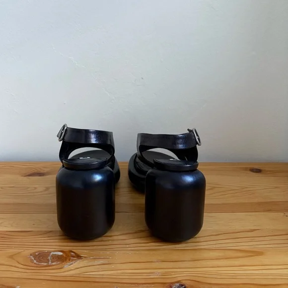 Jil Sander Puffy Leather Block Heels Sandals - Picture 3 of 5